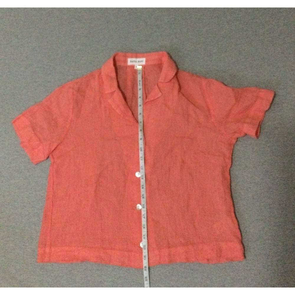 Bella Dahl Womens cropped Shirt Sz S orange Linen Button Front - Picture 4 of 11